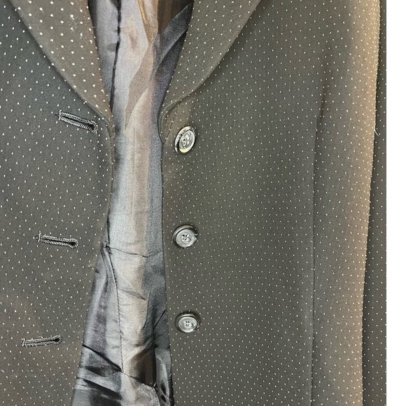 Talbots Womens Black White Micro PolkaDot 3 Button Blazer Jacket Size 14 Vintage - Picture 2 of 9